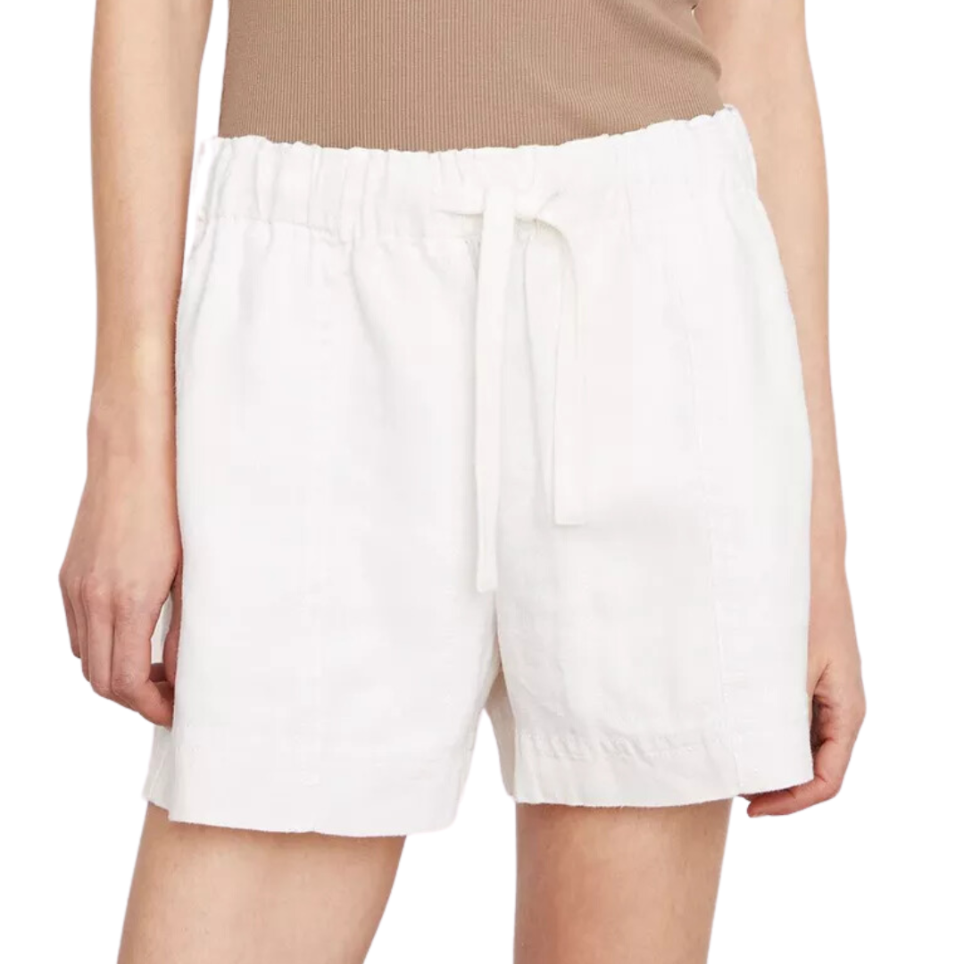 Tie-Front Pull-On Short in Off White