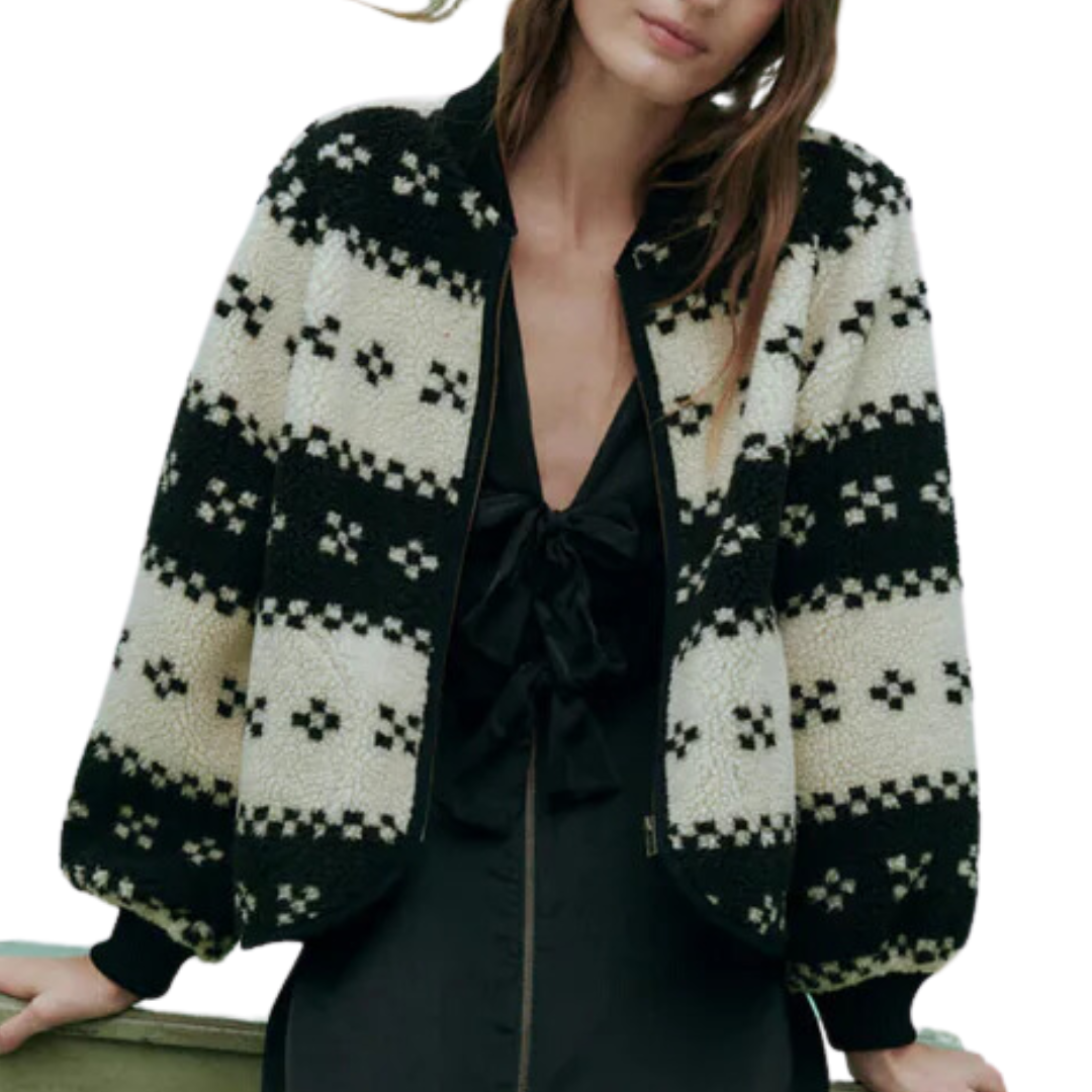 The Plush Bomber in Black Geo