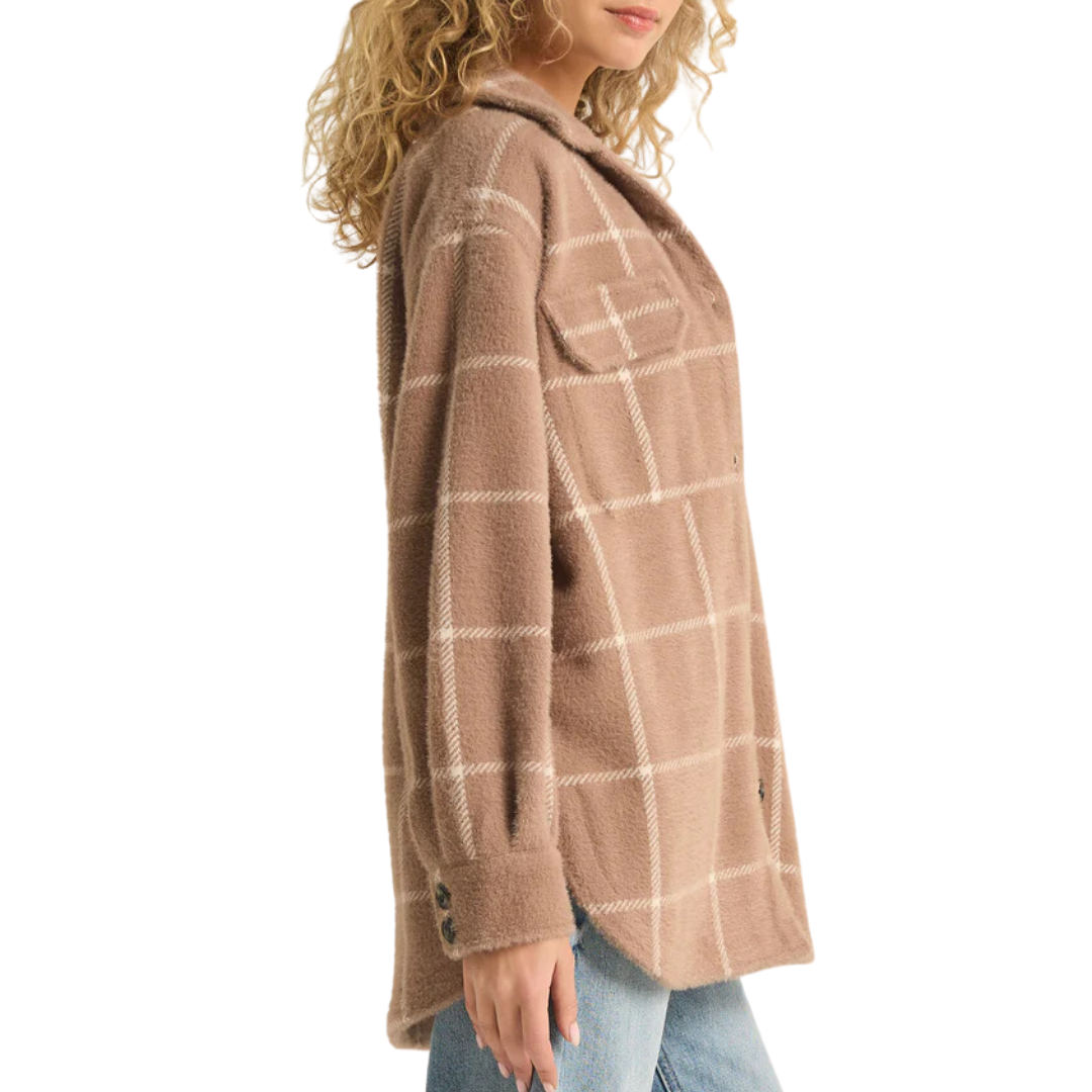 Plaid Tucker Jacket in Heather Taupe
