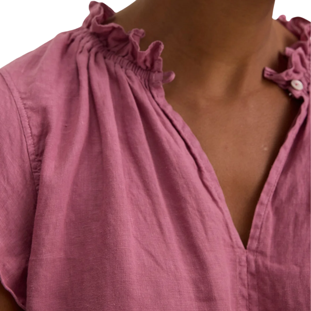 Semira Woven Linen Top in Beet