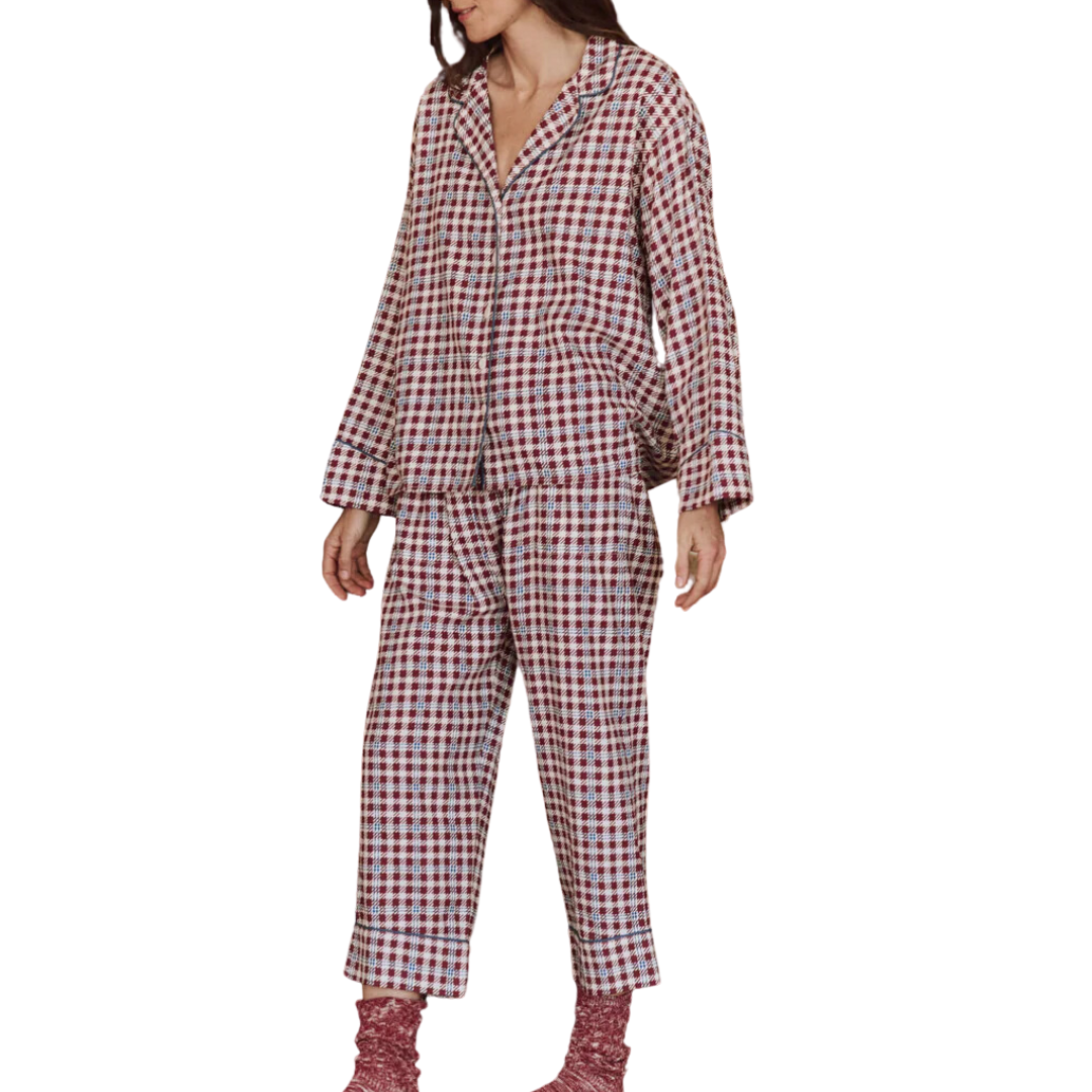 The Pajama Pant in Bordeaux Plaid