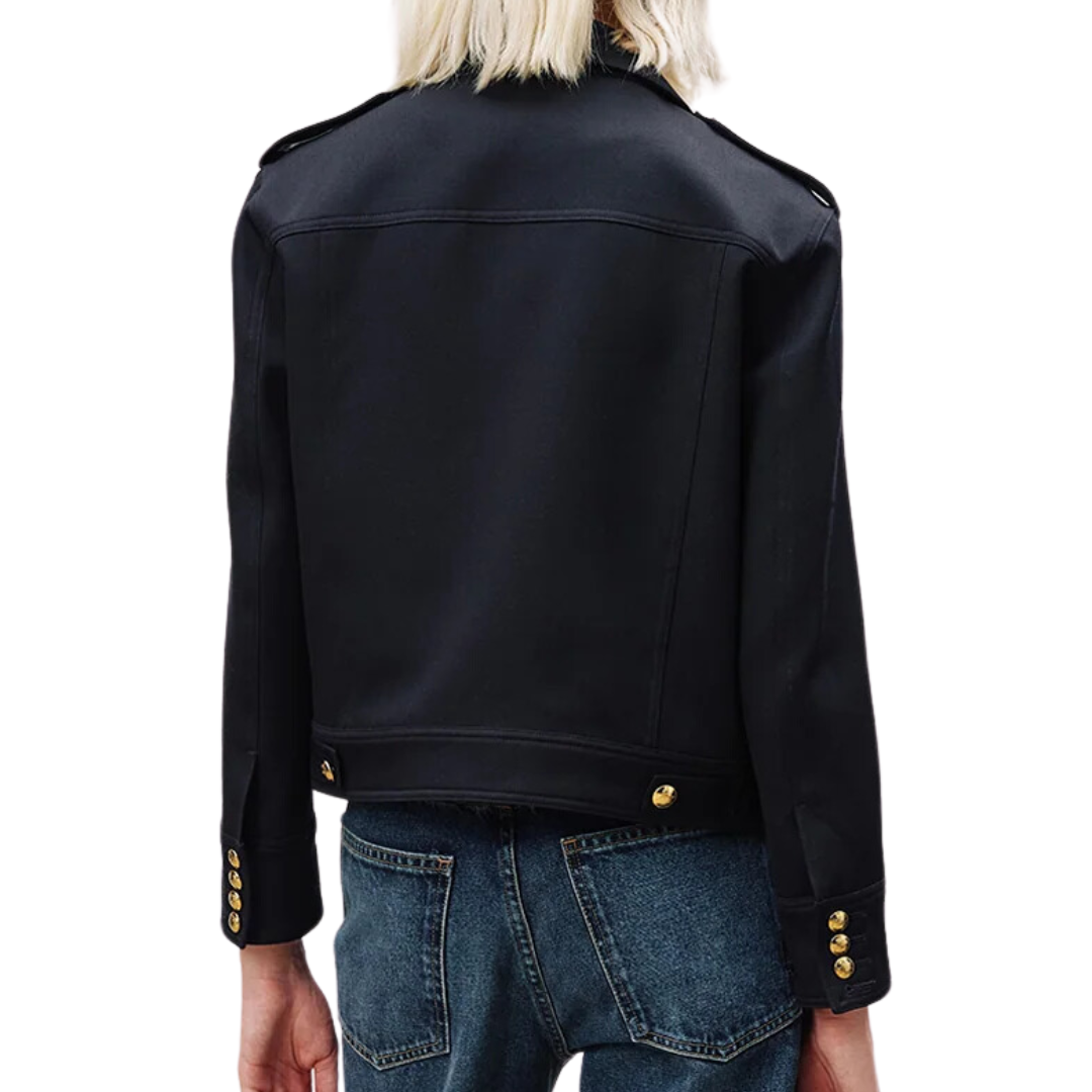 Lourdes Cropped Military Blazer in Midnight