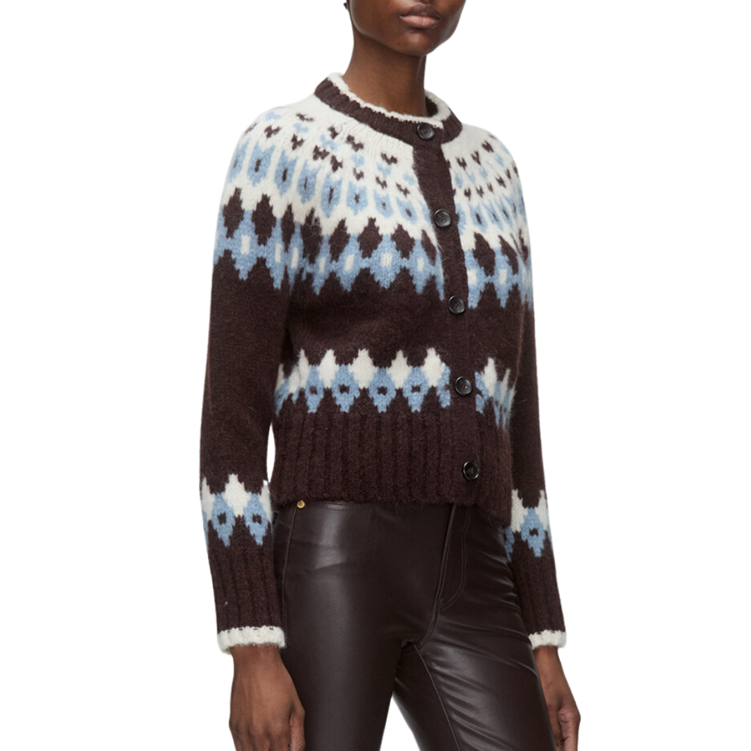 Christina Fairisle Cardigan in Chocolate Multi