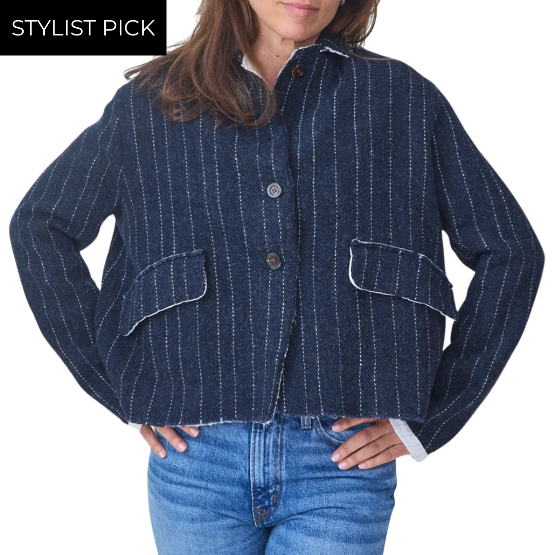 Vada Jacket in Navy Pinstripe