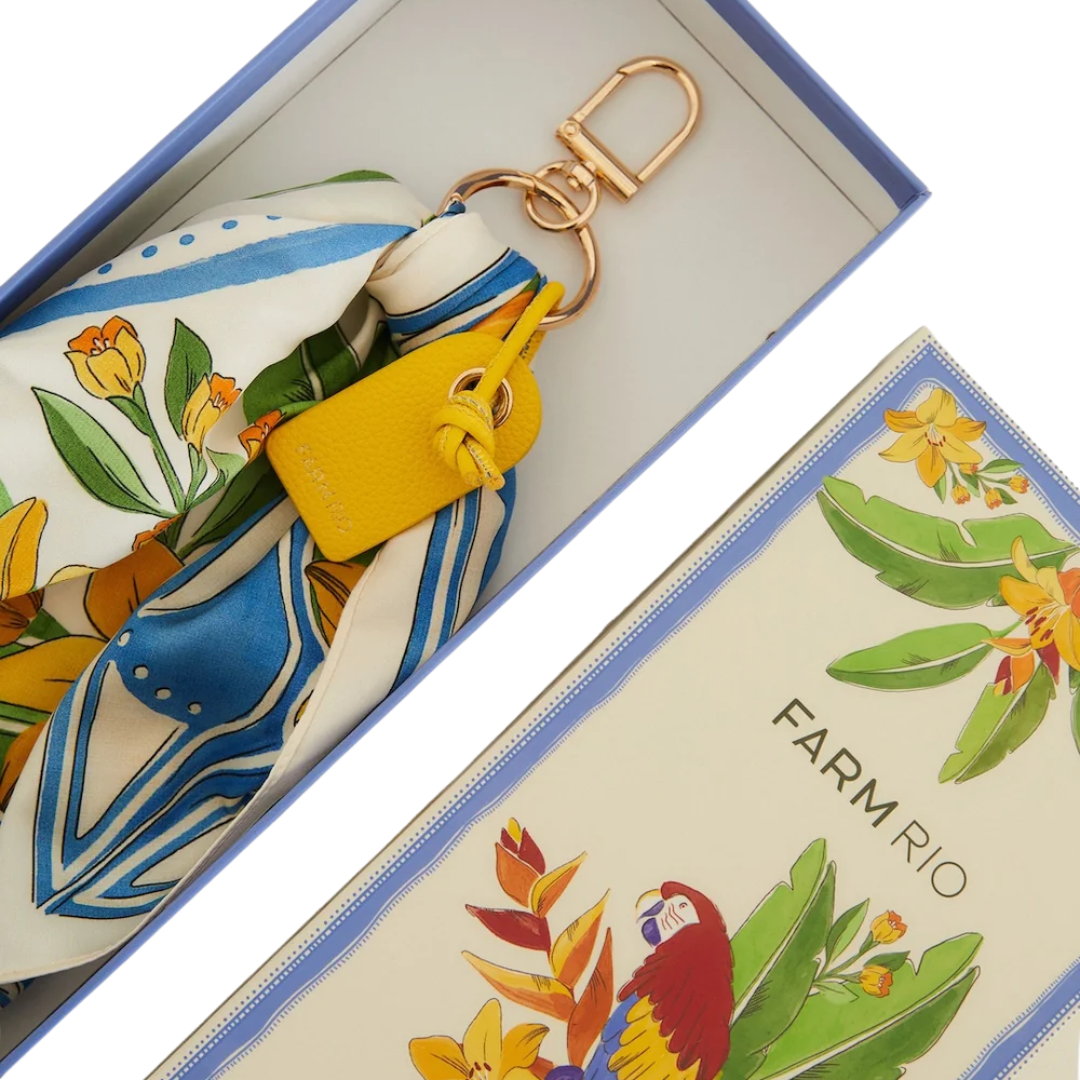 Tropical Destiny Scarf Keychain in Off-White