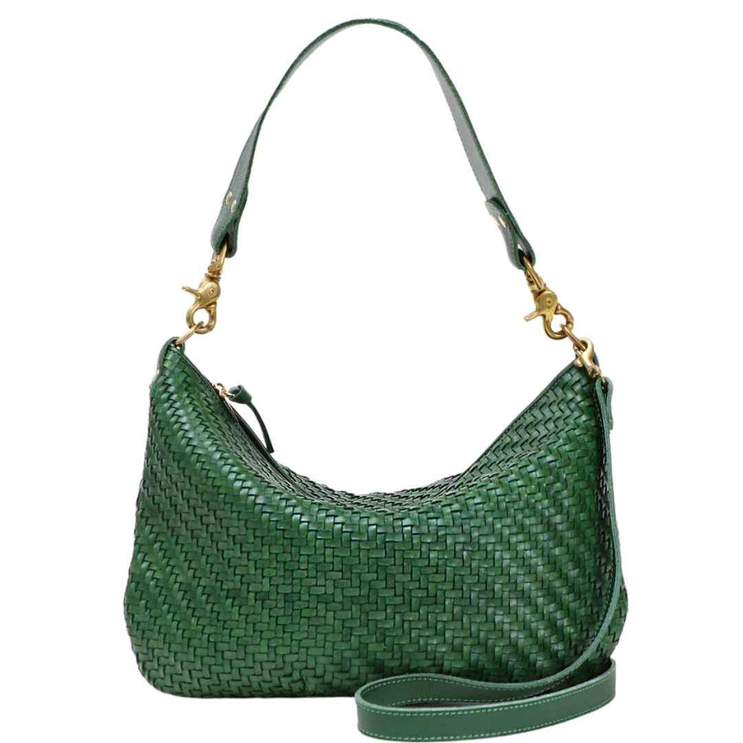 Moyen Messenger in Evergreen Woven Zig Zag