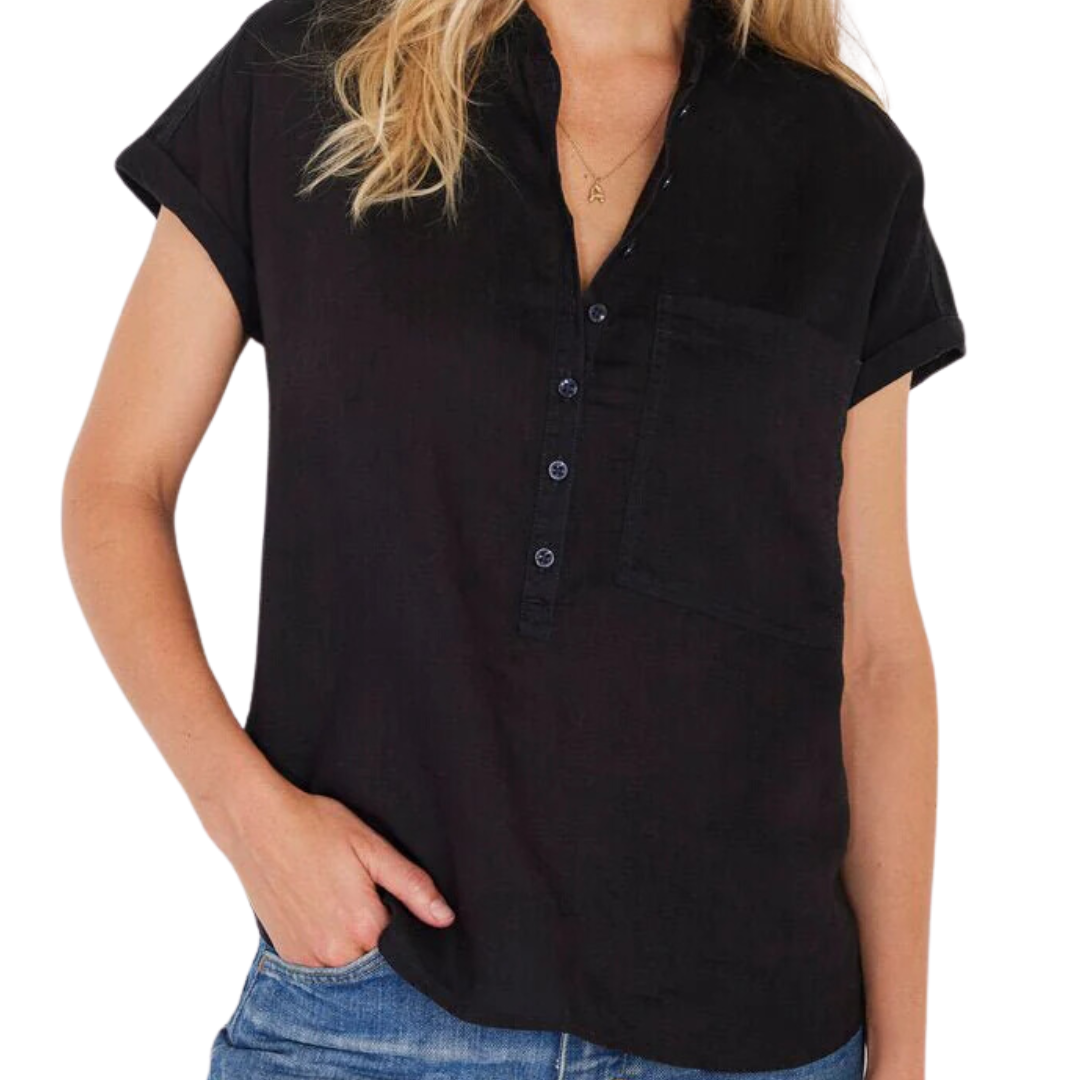 London Linen Short Sleeve in Black
