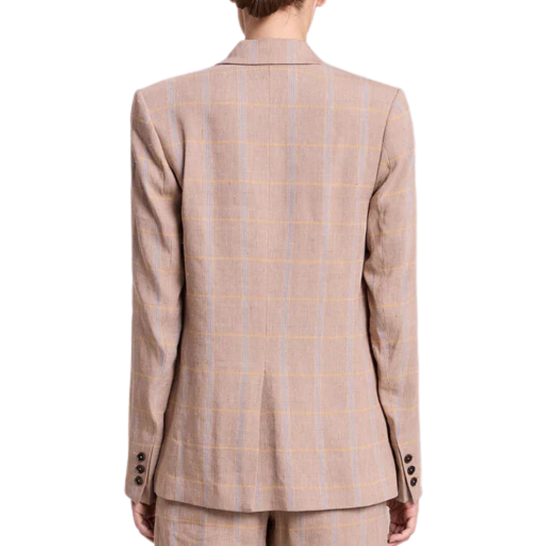 Donovan Plaid Linen Jacket in Tawny Plaid