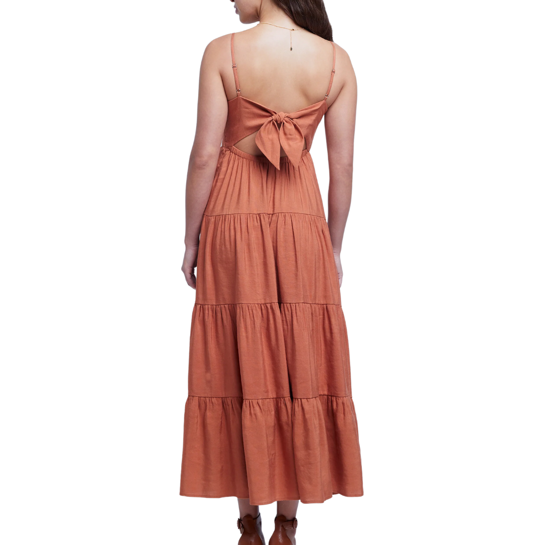 Veda Linen Dress in Auburn