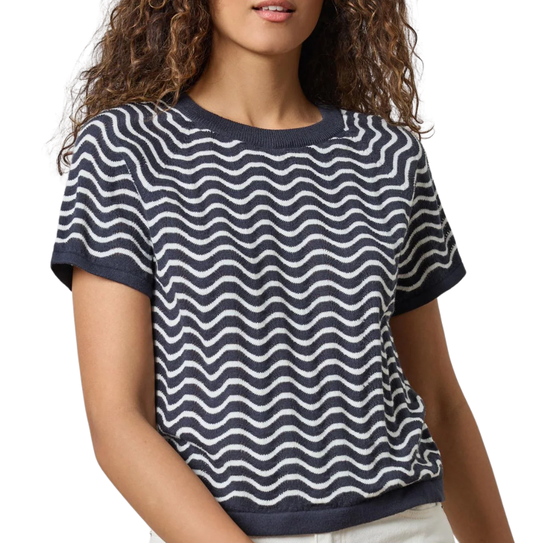 Wave Stitch Sweater in Navy Wave