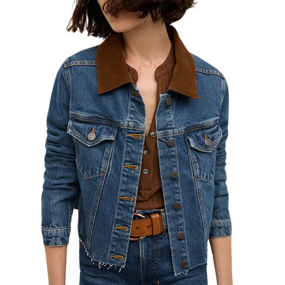 Cara Jean Jacket Corduroy Collar in Thriller