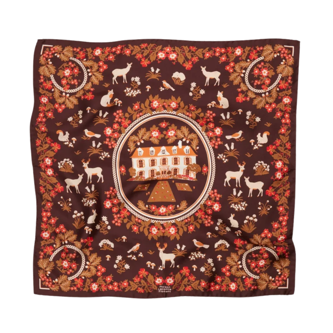 Small Bandana Retour de Forêt Silk in Chocolate