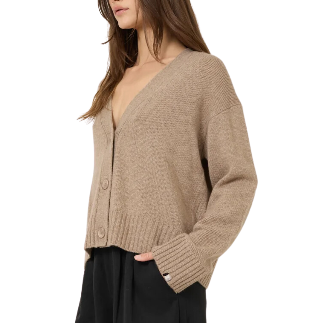Aster Cashmere Cardigan in Stone