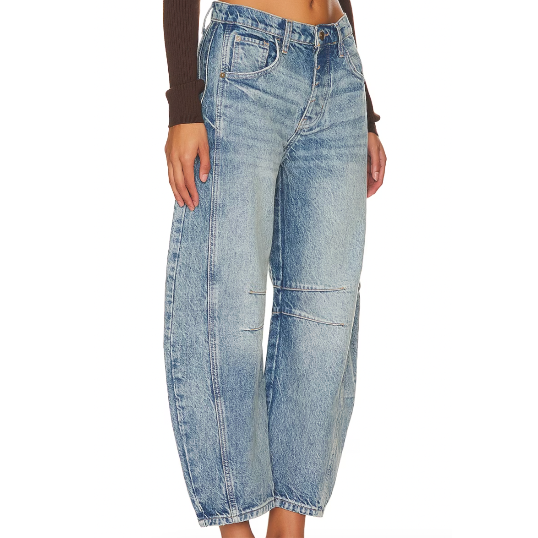 We The Free Good Luck Mid-Rise Barrel Jeans in Ultra Light Beam
