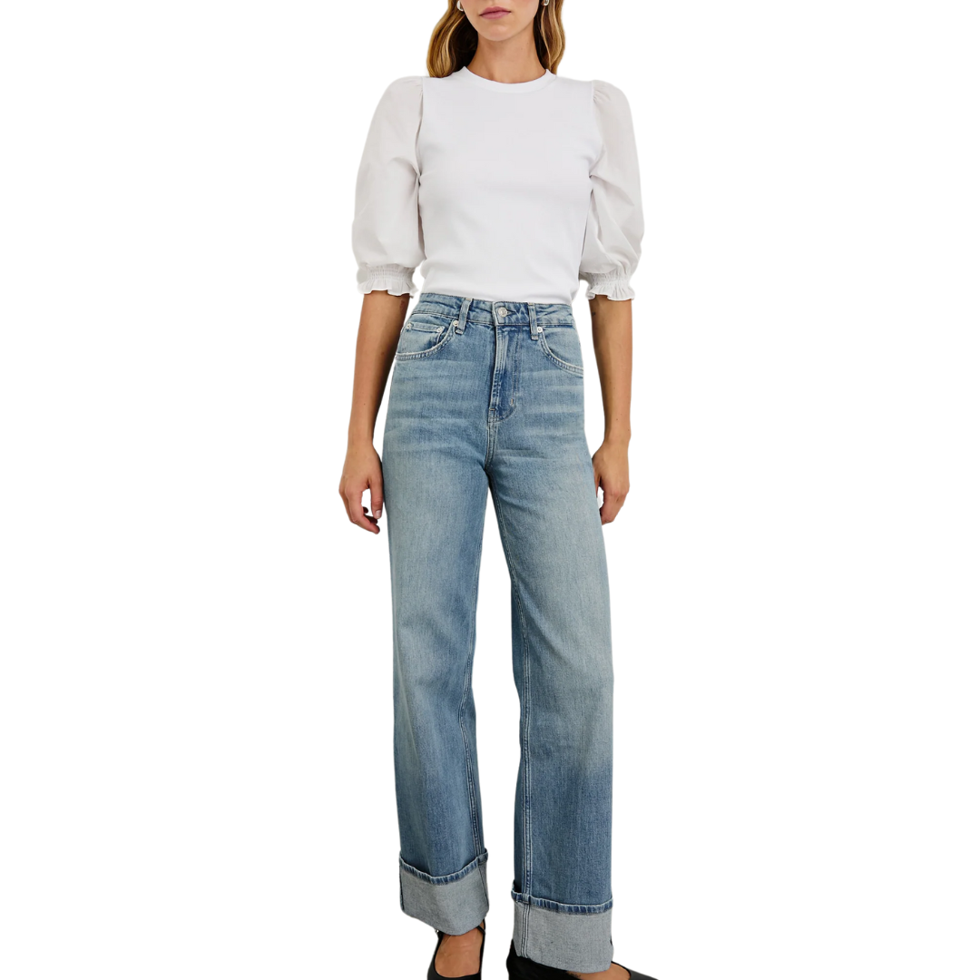 Getty Wide Leg in Baltic Sea Cuffed