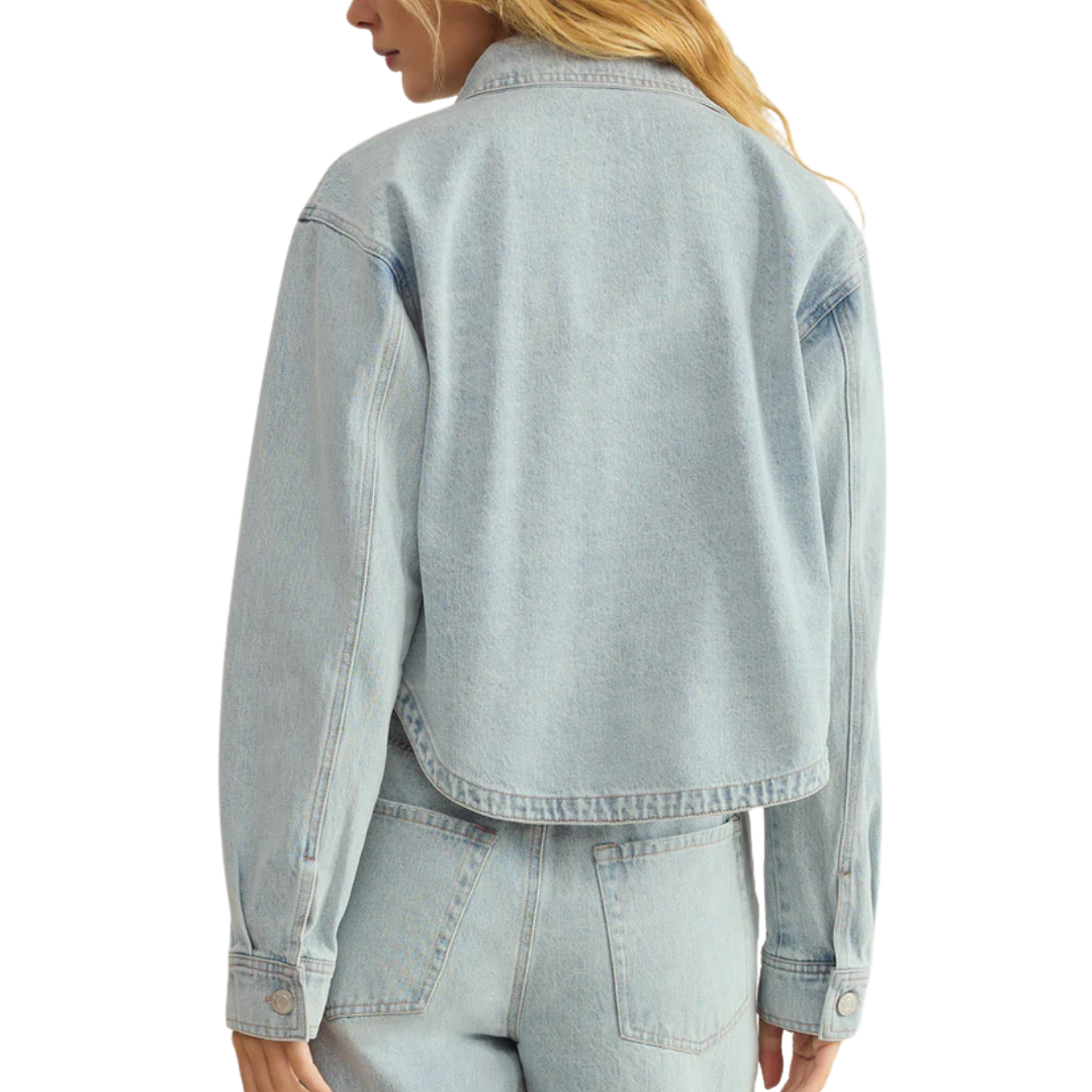 All Day Cropped Denim Jacket in Faded Indigo