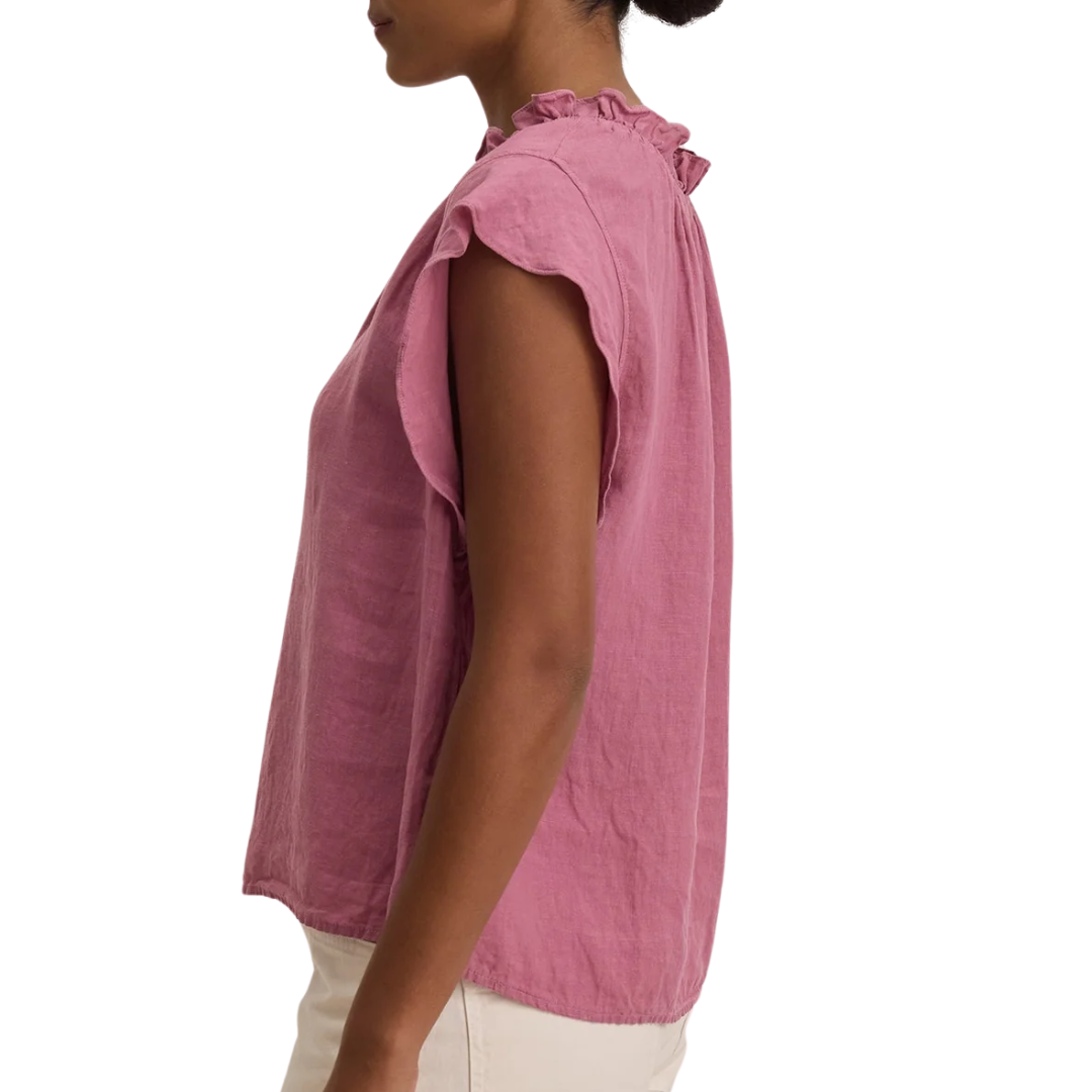 Semira Woven Linen Top in Beet