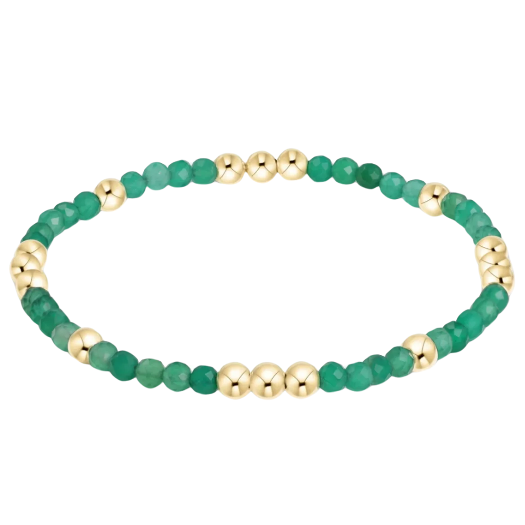 Worthy Pattern 3mm Bead Bracelet in Green Onyx