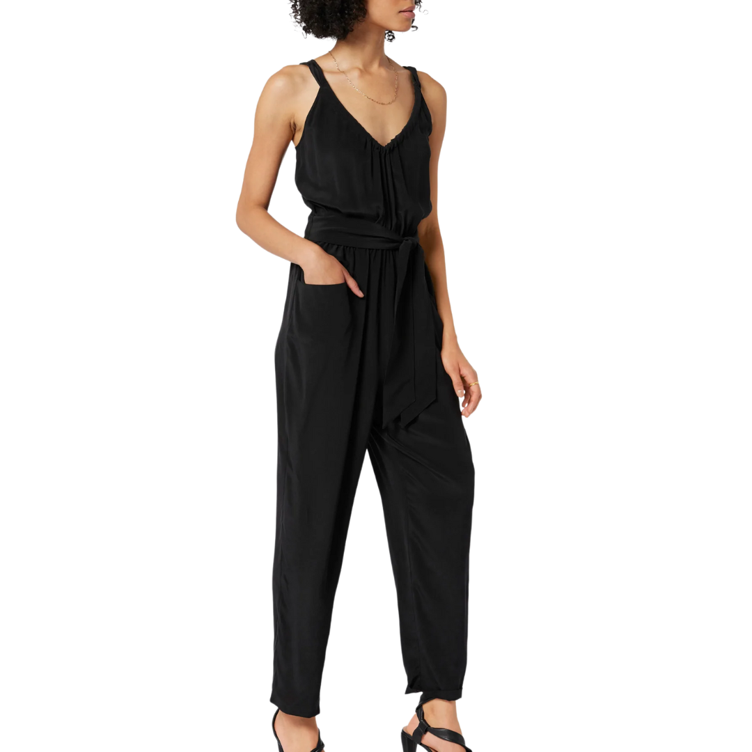 Vernet Silk Jumpsuit in Caviar Black