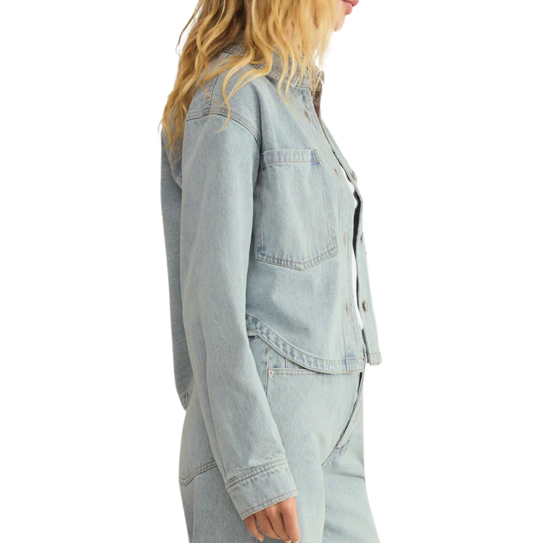 All Day Cropped Denim Jacket in Faded Indigo