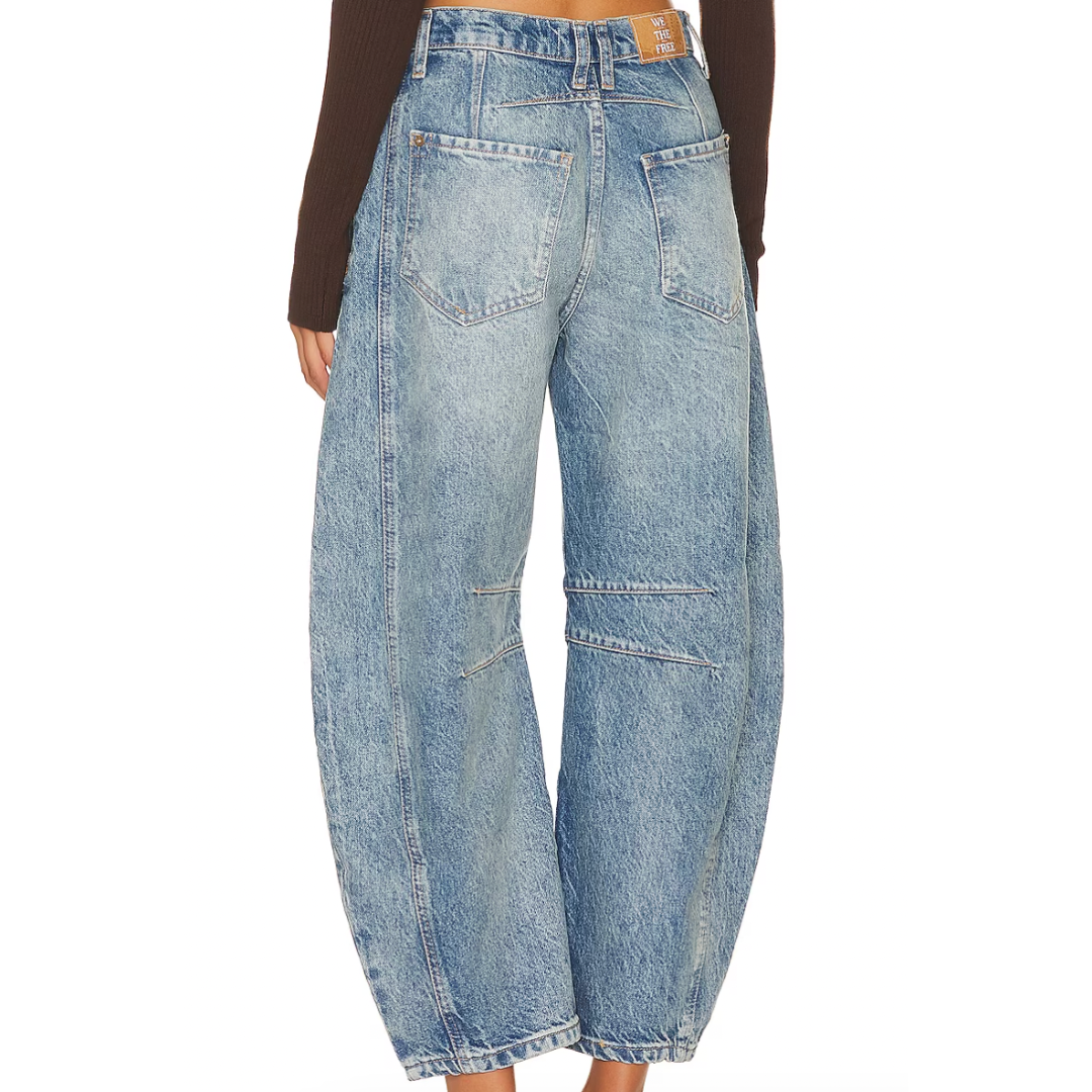 We The Free Good Luck Mid-Rise Barrel Jeans in Ultra Light Beam