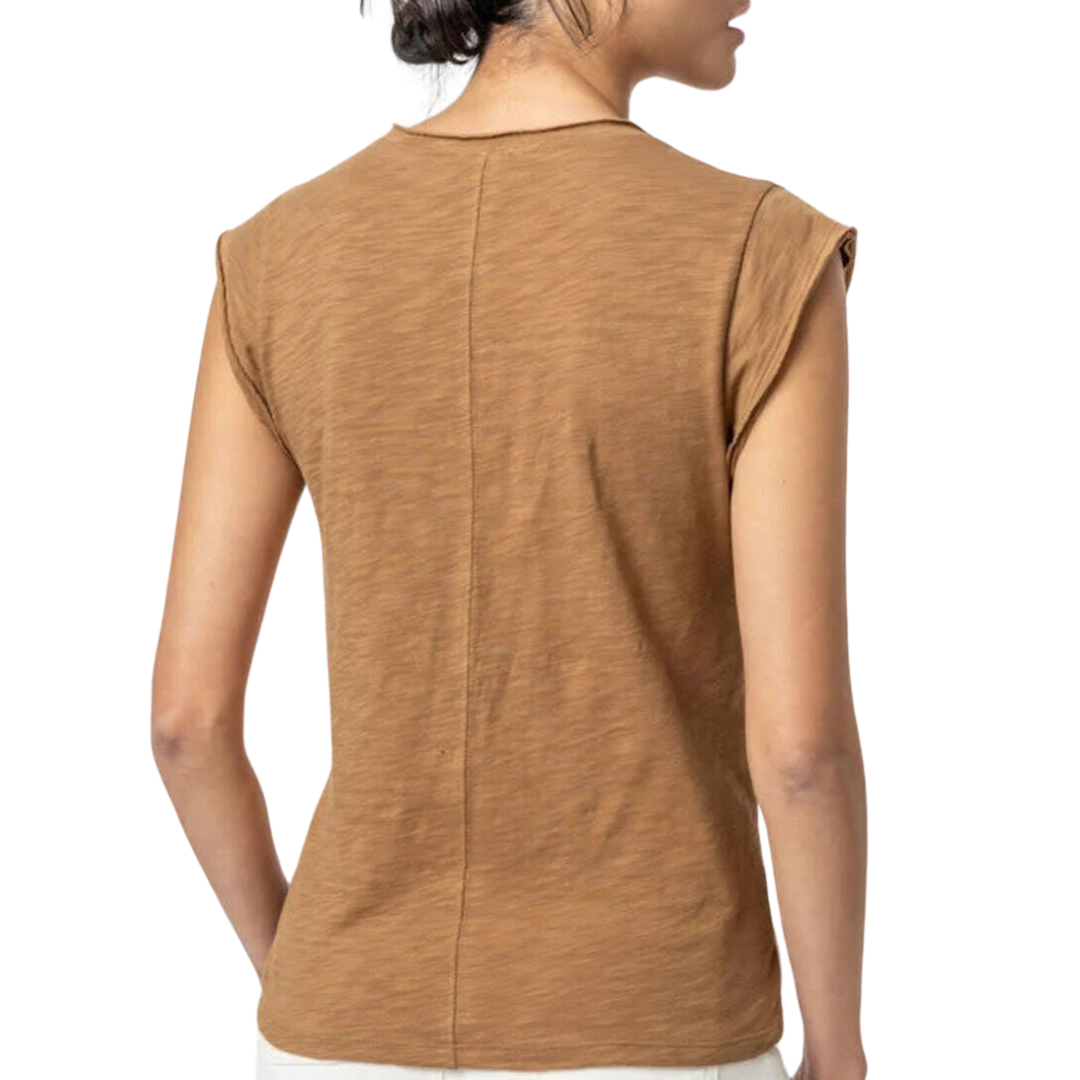 Cap Sleeve V-Neck in Russet