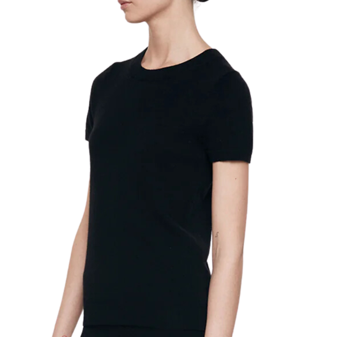 Cashmere Jersey S/S Crew in Black