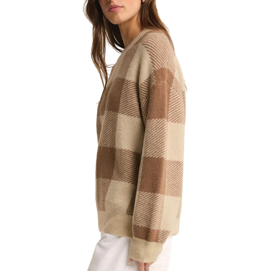 Check You Later Plaid Sweater in Campfire