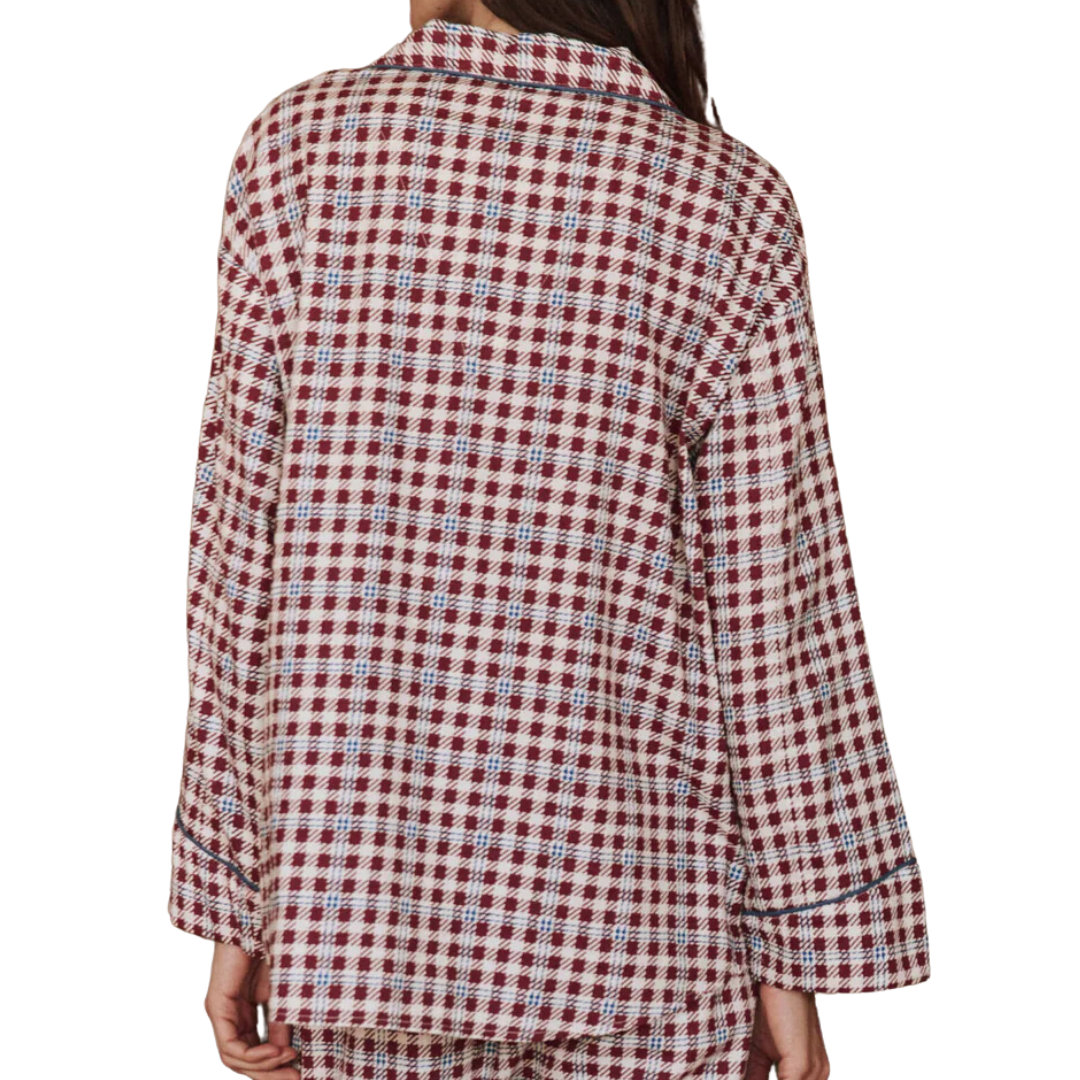 The Pajama Shirt in Bordeaux Plaid