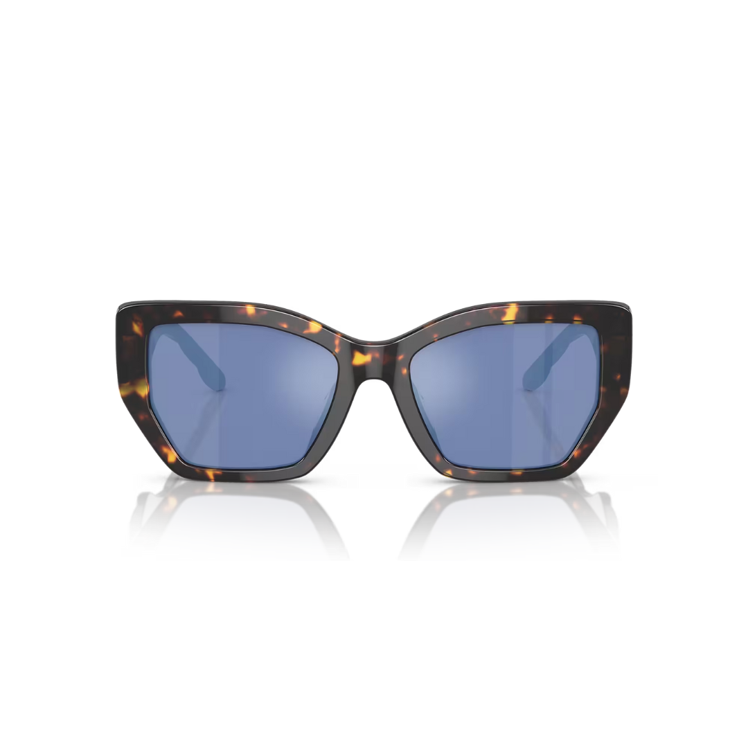 Kira Quilted Oversized Geometric Sunglasses in Dark Blue Violet Mirror