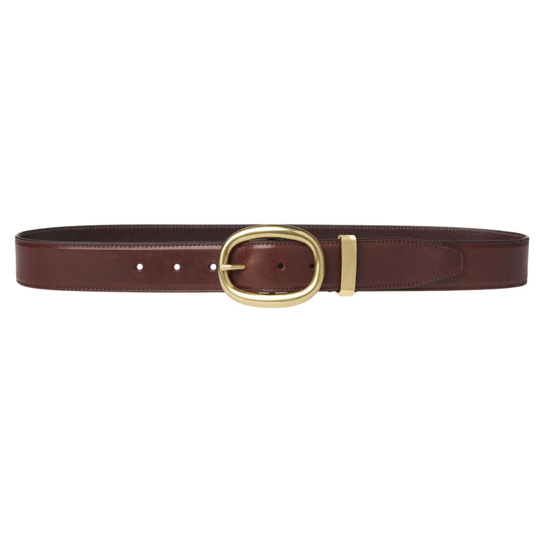 The Organic Round Buckle Belt in Dark Brown