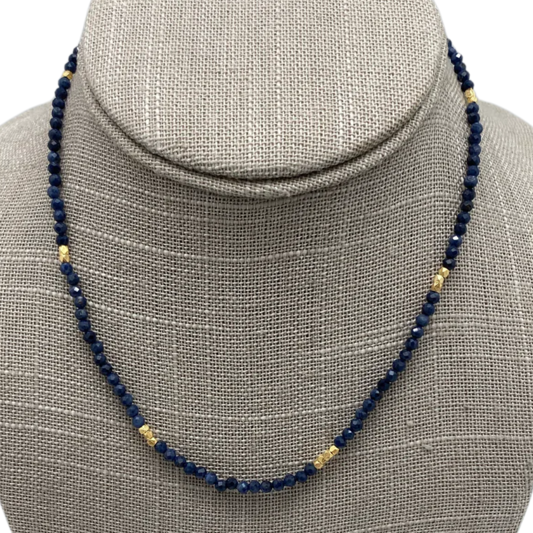 Sigrid Beaded Necklace in Blue Sapphire