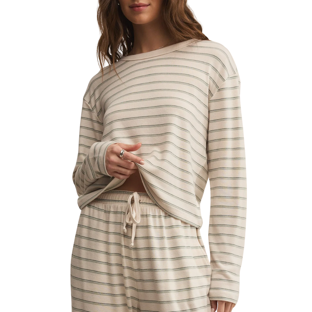 Laid Back Stripe Top in Hunter Green