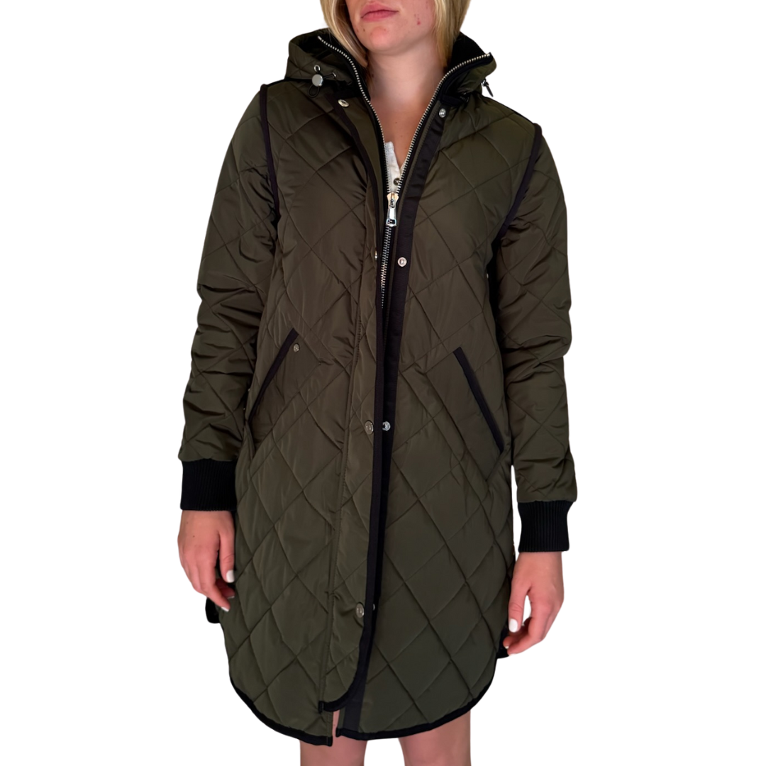 Libby Quilted Coat in Forest Green