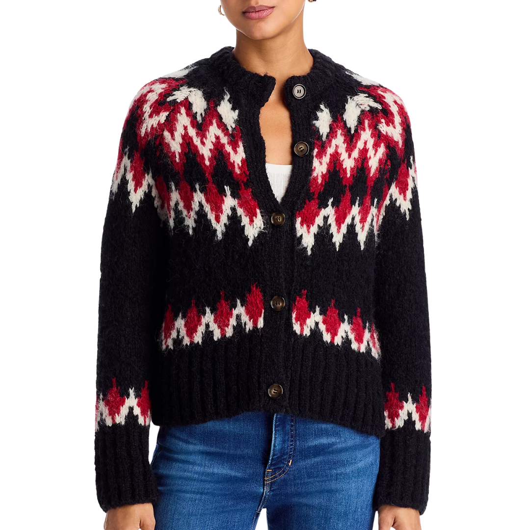 Christina Fair Isle Cardigan in Black Multi