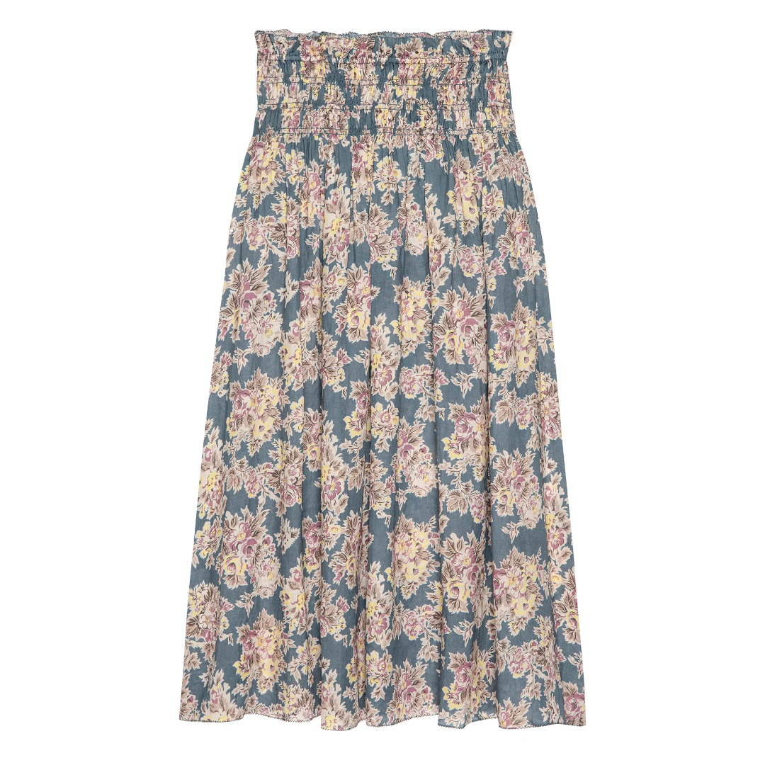 The Canary Skirt in Indigo Floral