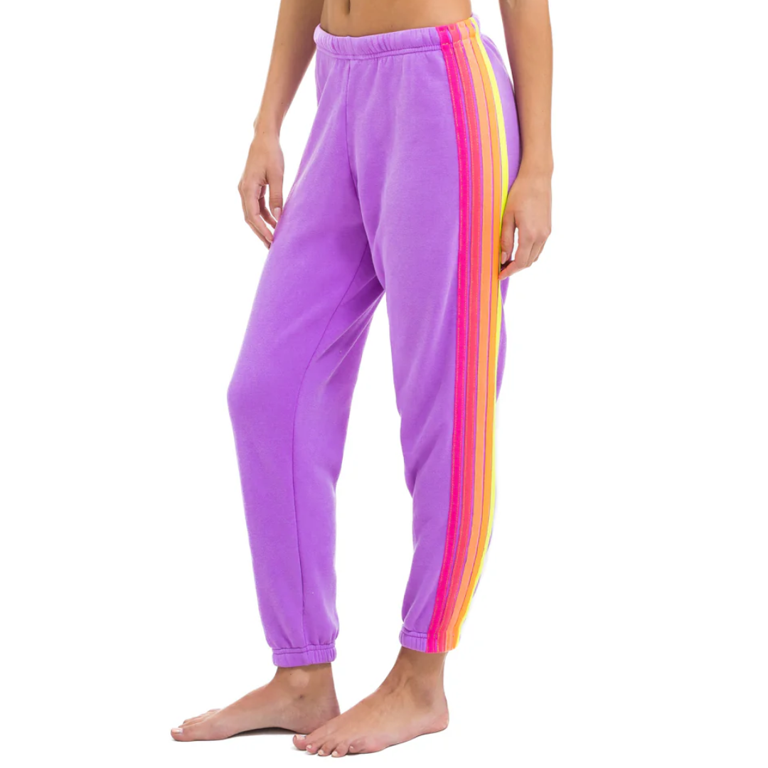 5 Stripe Sweatpants in Neon Purple/Neon