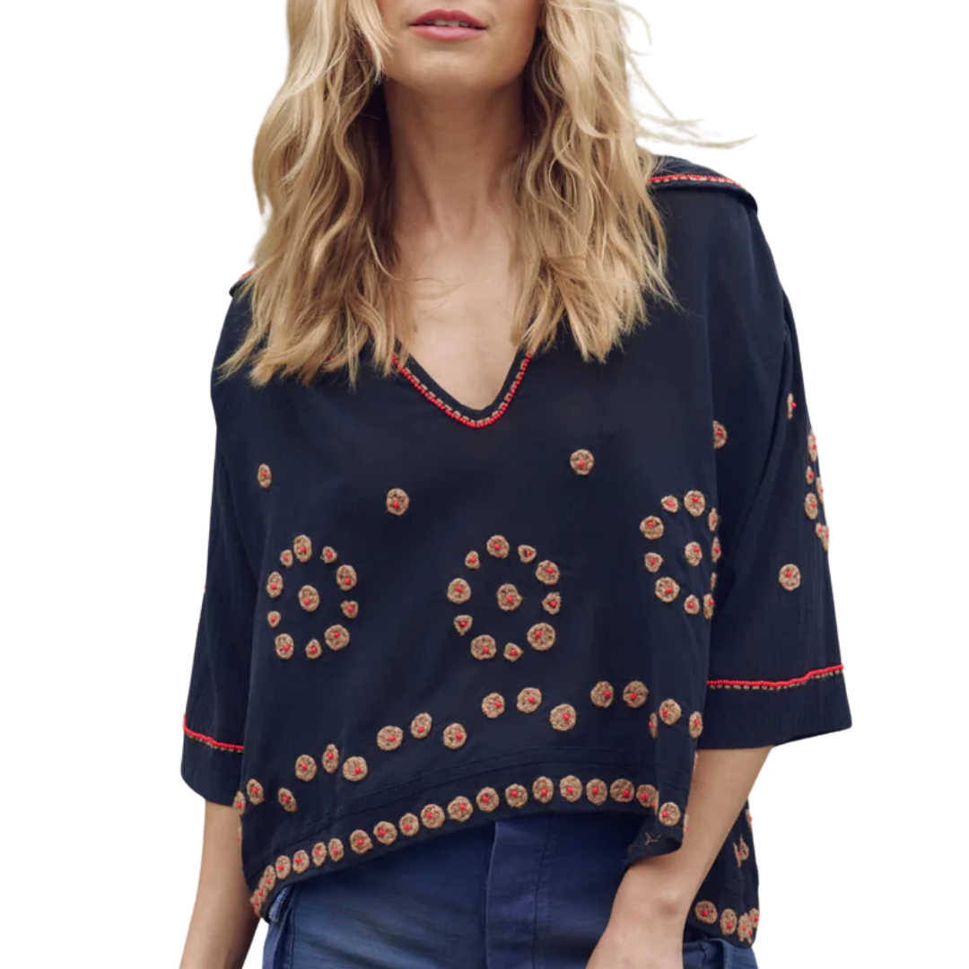 The Beaded Vintage Sailor Top in Navy
