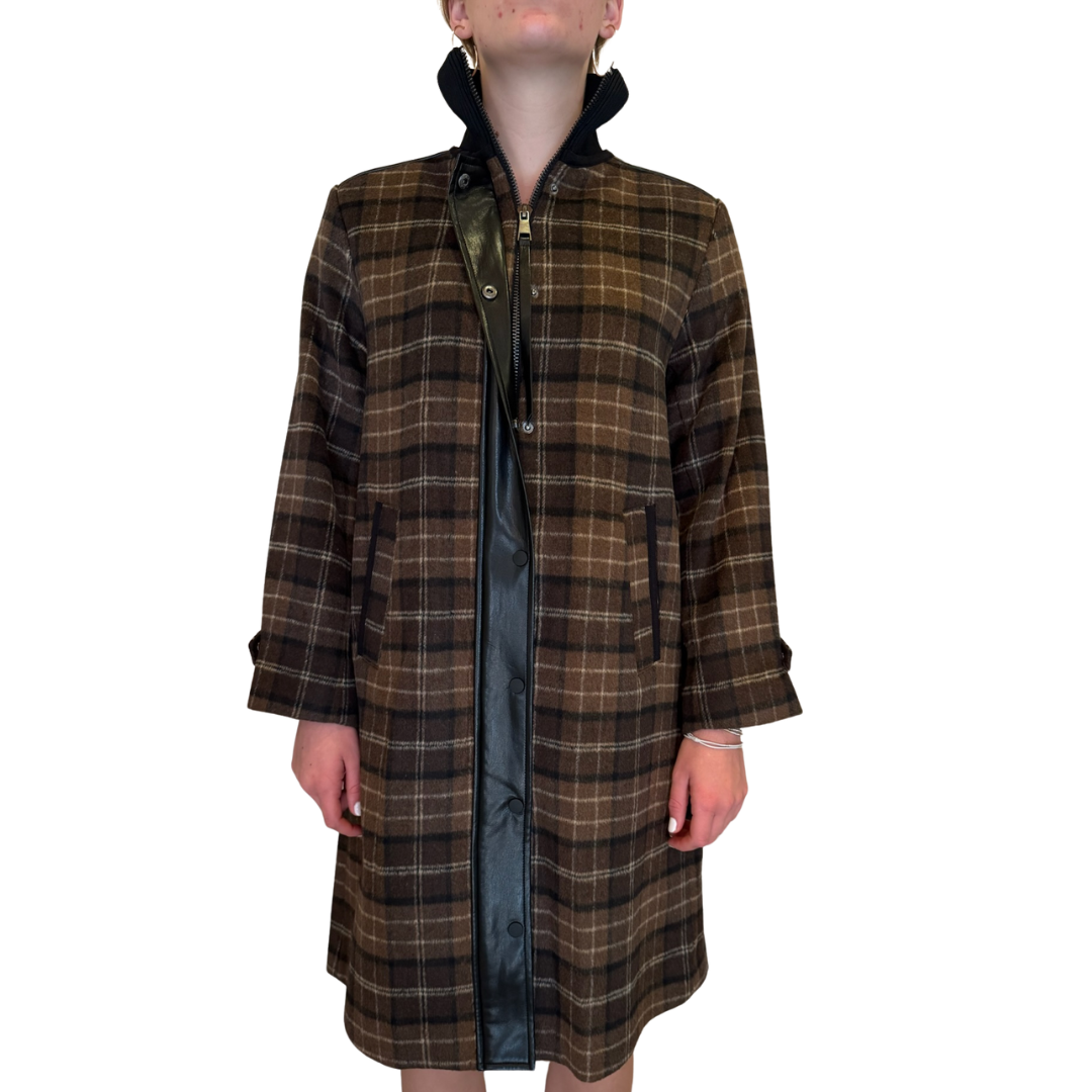 Brooke Wool Plaid Coat in Java