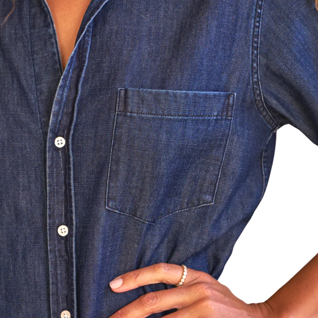 Rory Maxi Shirtdress in Vintage Dark Indigo Wash