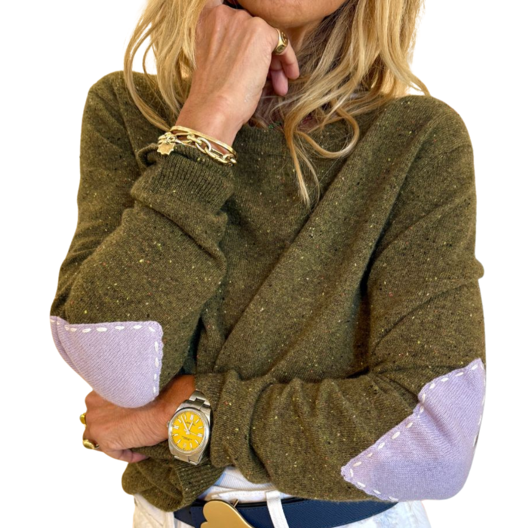 Patchwork Pullover in Army Green