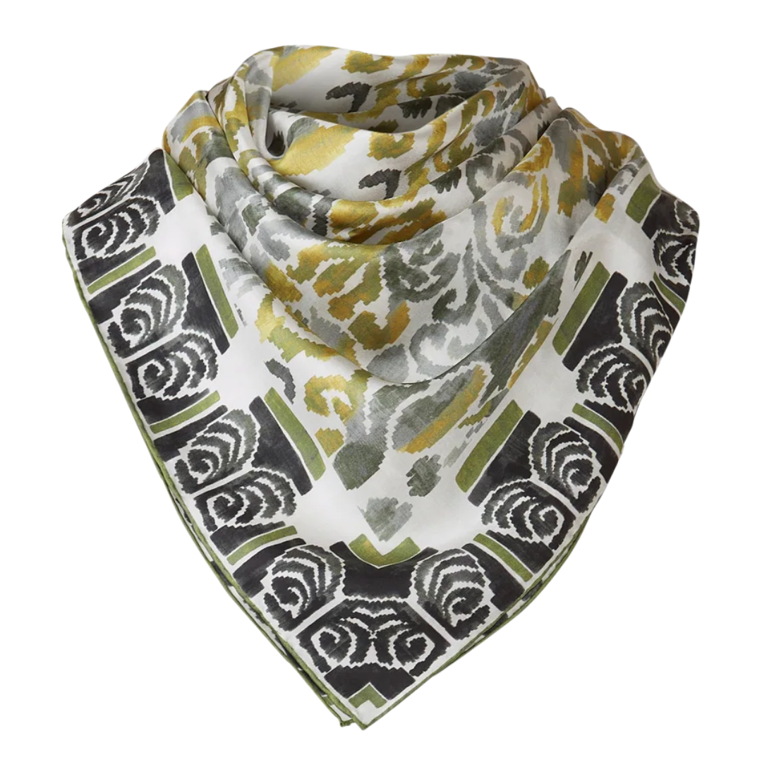 Paisley Print Square Scarf in Black