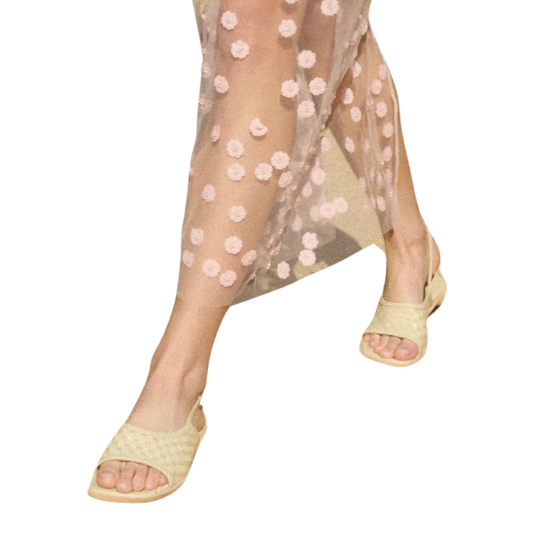 Carmen Slingback Sandal in Vanilla Woven Calf