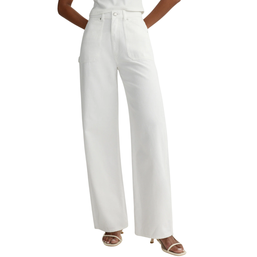 Taylor Relaxed Barrel High Rise 31" Pants in White