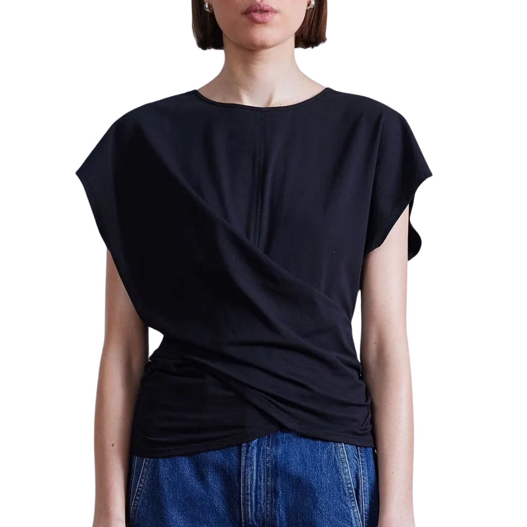 Twist Drape Tee in Black