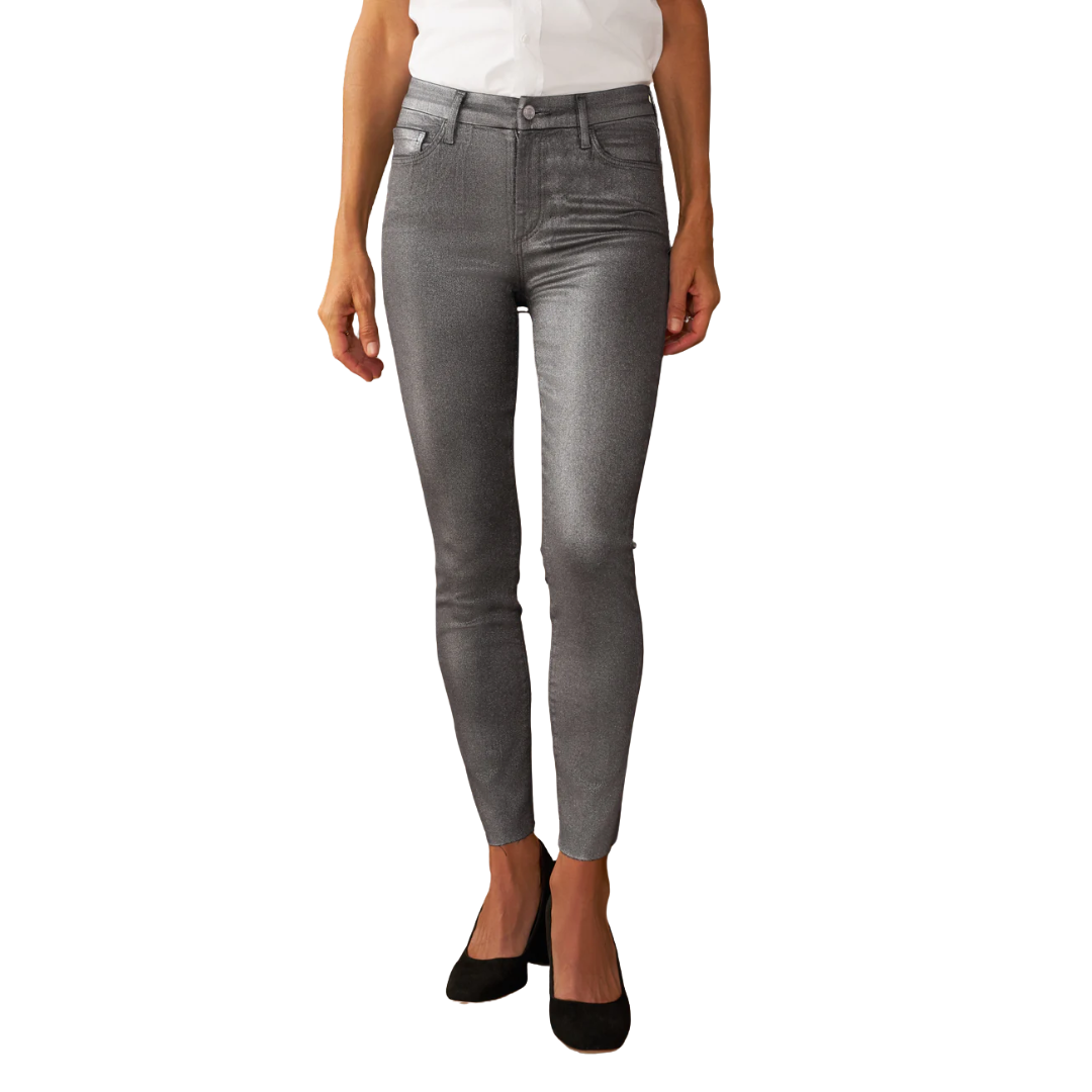 Sligo Skinny Jean in Platinum Glitter Wax
