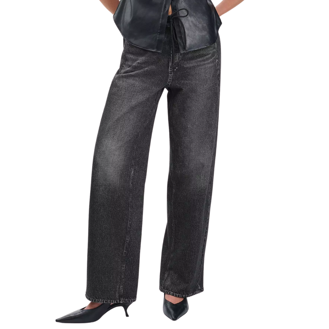 Miramar Drawstring Wide-Leg Pants in Washed Black