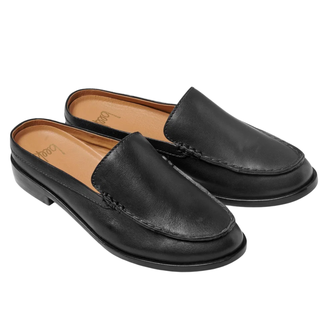 Owlet Leather Loafer Mule in Black