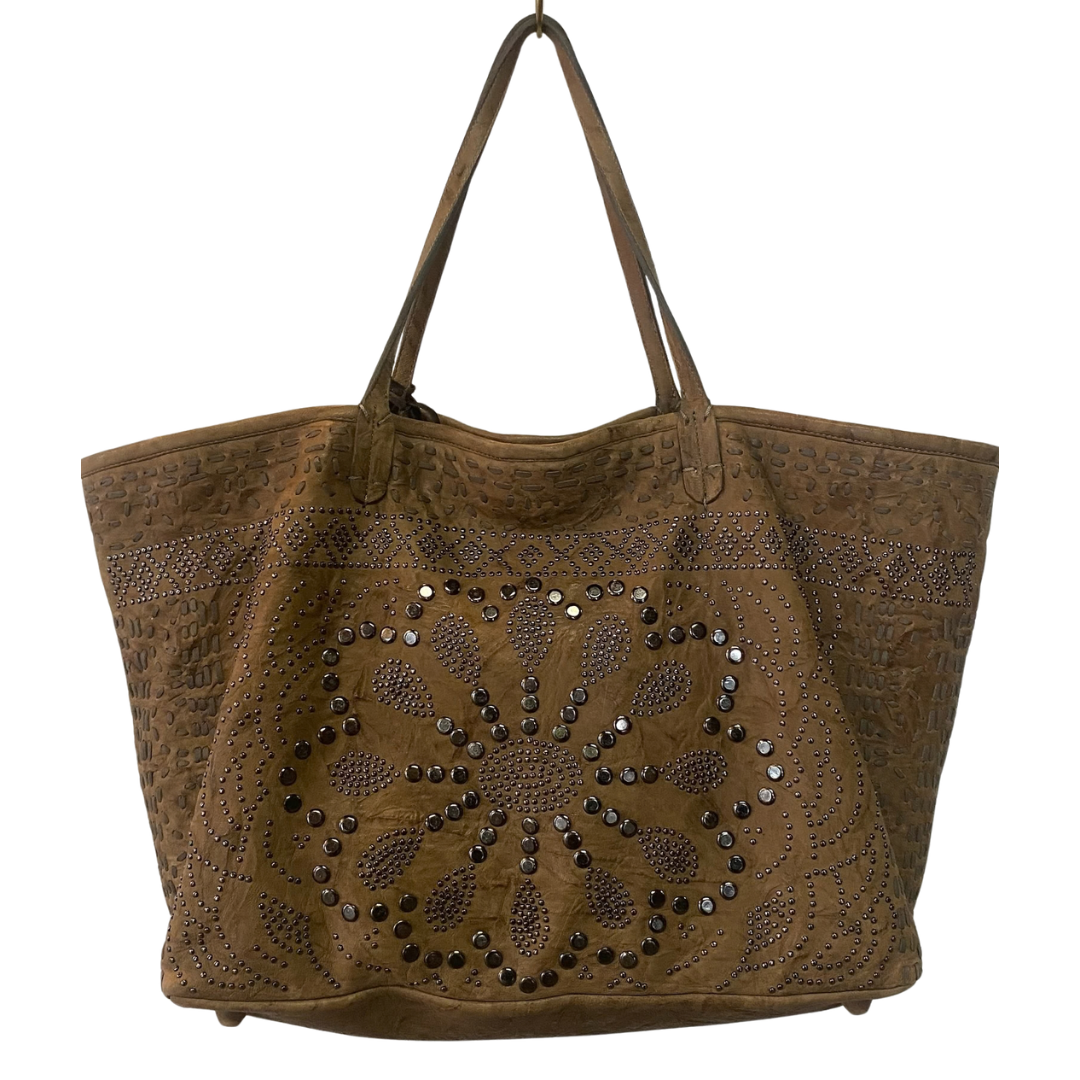 Studded Tote in Taupe Borello