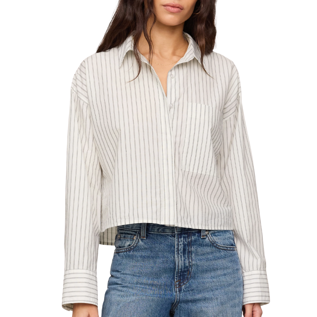 Favorite Striped Button Up in White